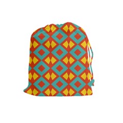 Blue Rhombus Pattern                Drawstring Pouch by LalyLauraFLM