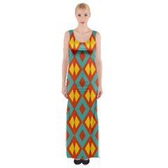 Blue Rhombus Pattern                Maxi Thigh Split Dress by LalyLauraFLM