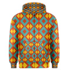 Blue Rhombus Pattern                Men s Zipper Hoodie