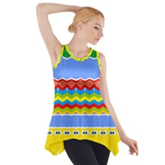 Colorful Chevrons And Waves                 Side Drop Tank Tunic by LalyLauraFLM