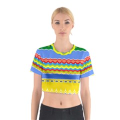 Colorful Chevrons And Waves                 Cotton Crop Top