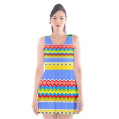 Colorful Chevrons And Waves                 Scoop Neck Skater Dress