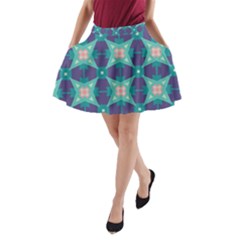 Blue Stars Pattern                  A-line Pocket Skirt