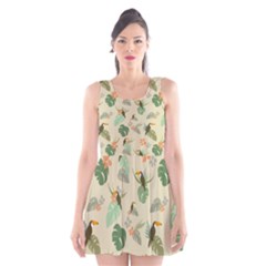 Tropical Garden Pattern Scoop Neck Skater Dress