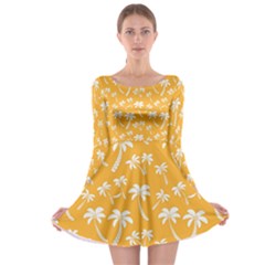 Summer Palm Tree Pattern Long Sleeve Skater Dress