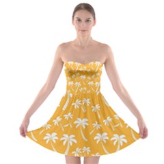 Summer Palm Tree Pattern Strapless Dresses