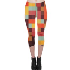 Tiled Colorful Background Capri Leggings 