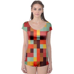 Tiled Colorful Background Boyleg Leotard (ladies)