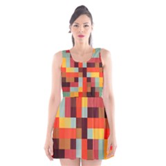 Tiled Colorful Background Scoop Neck Skater Dress