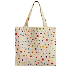 Colorful Dots Pattern Zipper Grocery Tote Bag