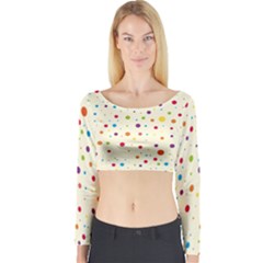 Colorful Dots Pattern Long Sleeve Crop Top