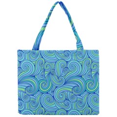 Abstract Blue Wave Pattern Mini Tote Bag