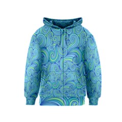 Abstract Blue Wave Pattern Kids  Zipper Hoodie by TastefulDesigns