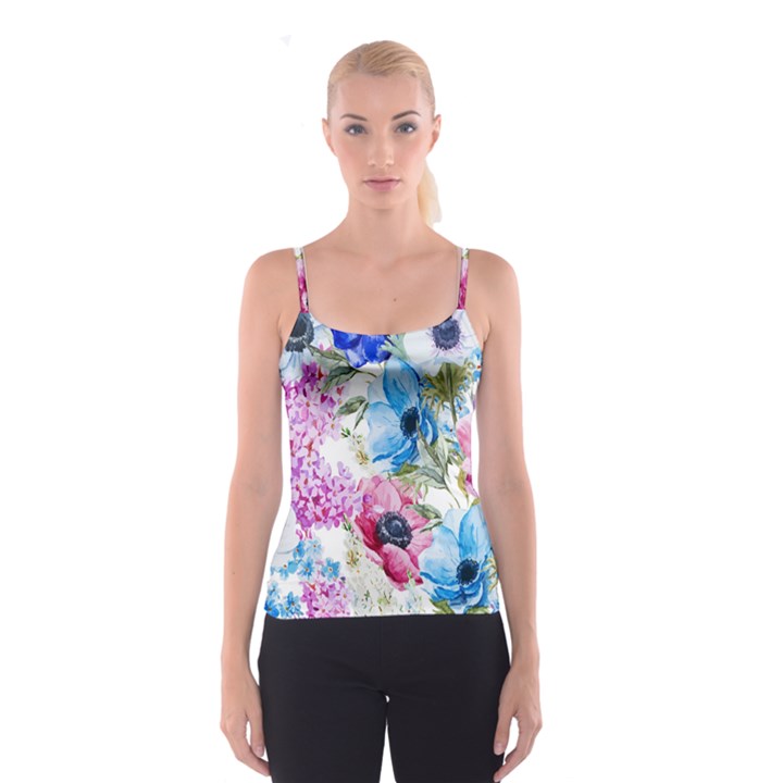 Watercolor spring flowers Spaghetti Strap Top