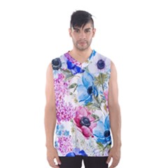 Watercolor Spring Flowers Men s Basketball Tank Top