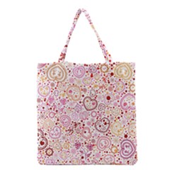 Ornamental Pattern With Hearts And Flowers  Grocery Tote Bag