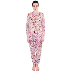 Ornamental Pattern With Hearts And Flowers  Onepiece Jumpsuit (ladies) 