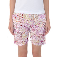 Ornamental Pattern With Hearts And Flowers  Women s Basketball Shorts