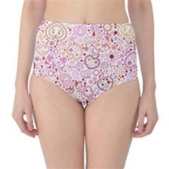 Ornamental Pattern With Hearts And Flowers  High-waist Bikini Bottoms by TastefulDesigns