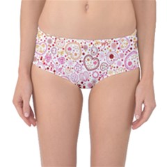 Ornamental Pattern With Hearts And Flowers  Mid-waist Bikini Bottoms