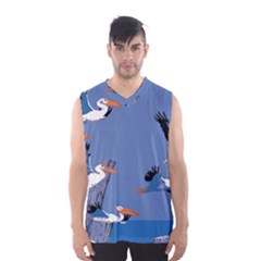 Abstract Pelicans Seascape Tropical Pop Art Men s Basketball Tank Top