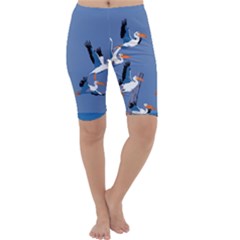 Abstract Pelicans Seascape Tropical Pop Art Cropped Leggings