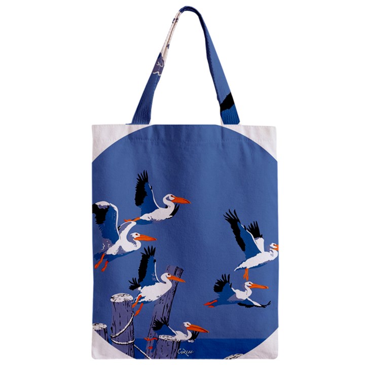 abstract Pelicans seascape tropical pop art Zipper Classic Tote Bag