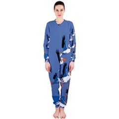 Abstract Pelicans Seascape Tropical Pop Art Onepiece Jumpsuit (ladies) 