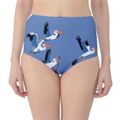 Abstract Pelicans Seascape Tropical Pop Art High-waist Bikini Bottoms by WaltCurleeArt