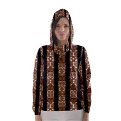 Orange And Black Boho Stripes Print Hooded Wind Breaker (women)