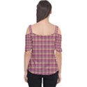 Pink Plaid Pattern Women s Cutout Shoulder Tee View2