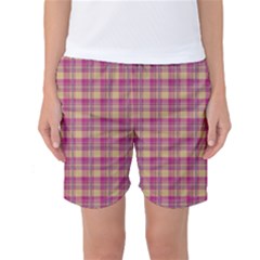 Pink Plaid Pattern Women s Basketball Shorts