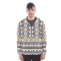 Ornamental Black And Yellow Boho Pattern Hooded Wind Breaker (men)