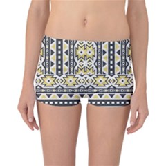 Ornamental Black And Yellow Boho Pattern Reversible Boyleg Bikini Bottoms