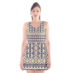 Ornamental Black And Yellow Boho Pattern Scoop Neck Skater Dress