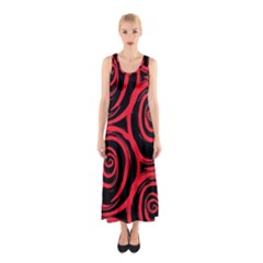 Abtract  Red Roses Pattern Full Print Maxi Dress