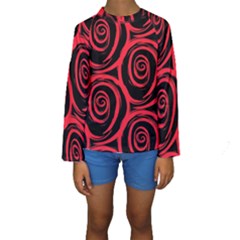 Abtract  Red Roses Pattern Kid s Long Sleeve Swimwear