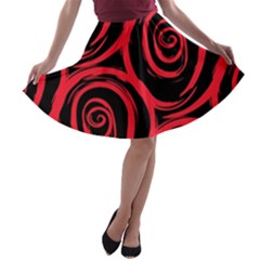 Abtract  Red Roses Pattern A-line Skater Skirt