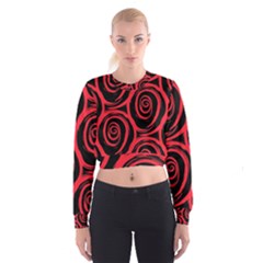 Abtract  Red Roses Pattern Women s Cropped Sweatshirt