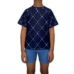 Seamless Geometric Blue Dots Pattern  Kid s Short Sleeve Swimwear