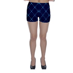 Seamless Geometric Blue Dots Pattern  Skinny Shorts