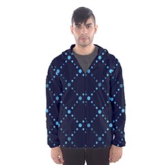 Seamless Geometric Blue Dots Pattern  Hooded Wind Breaker (men)