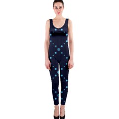 Seamless Geometric Blue Dots Pattern  Onepiece Catsuit by TastefulDesigns