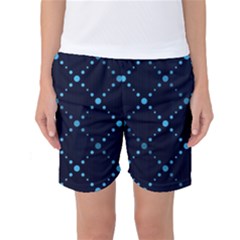 Seamless Geometric Blue Dots Pattern  Women s Basketball Shorts