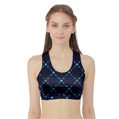 Seamless Geometric Blue Dots Pattern  Women s Sports Bra With Border