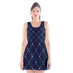 Seamless Geometric Blue Dots Pattern  Scoop Neck Skater Dress