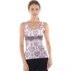 Sketches Ornamental Hearts Pattern Tank Top by TastefulDesigns