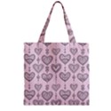 Sketches Ornamental Hearts Pattern Zipper Grocery Tote Bag View1