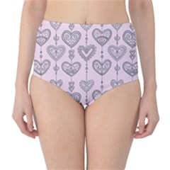 Sketches Ornamental Hearts Pattern High-waist Bikini Bottoms by TastefulDesigns