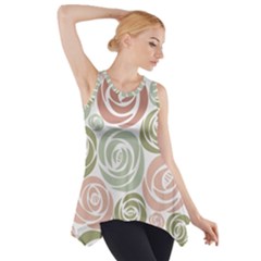  Retro Elegant Floral Pattern Side Drop Tank Tunic